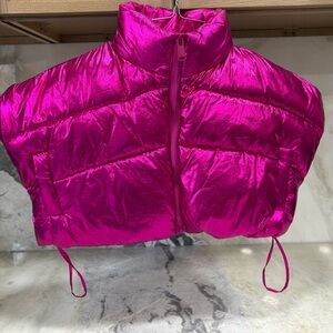 Cropped Hot Pink Puffer Vest
